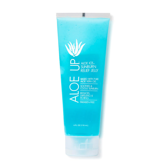 ALOE UP front tube showing branding and 4 oz size for easy identification and portability