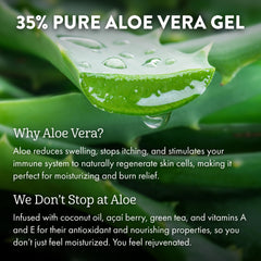 ALOE UP pump dispensing lotion onto skin demonstrating fast, no-mess application