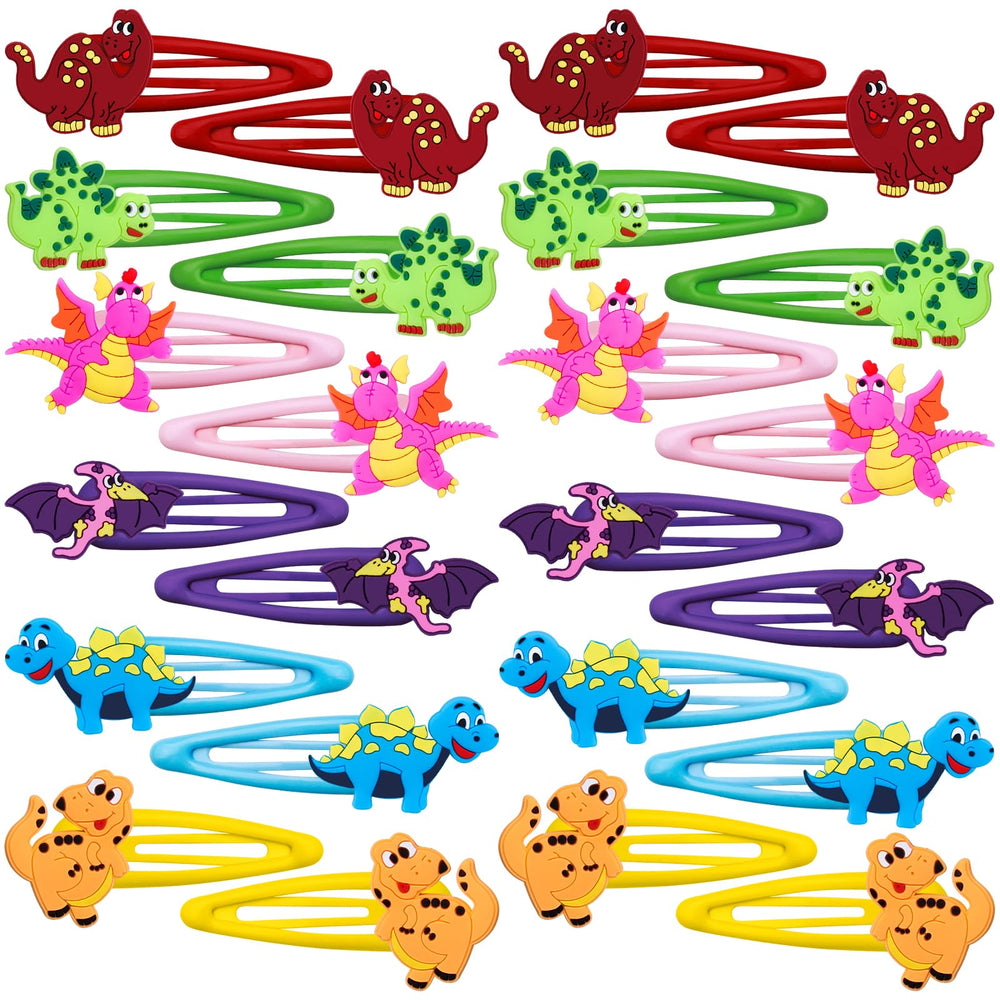 Alomois dinosaur hair clips pack showing variety and party-ready convenience