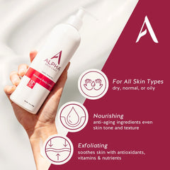 Alpha close-up of bottle and textured label, highlights clean formula and easy dispensing