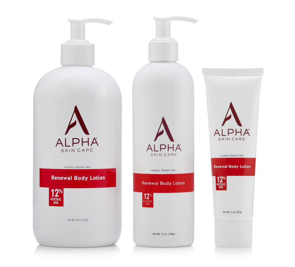 Alpha bottle beside travel pouch for size comparison and on-the-go skincare benefit