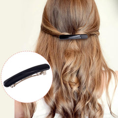 Alpinleux barrette securing fine hair in half-up style showing secure hold benefit