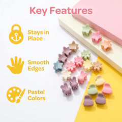 ALTALIVA close-up of pastel flower clips showing smooth edges and gentle hold