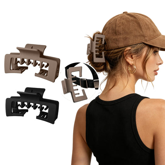 amader front packaging showing two hat-friendly claw clips and convenient colors