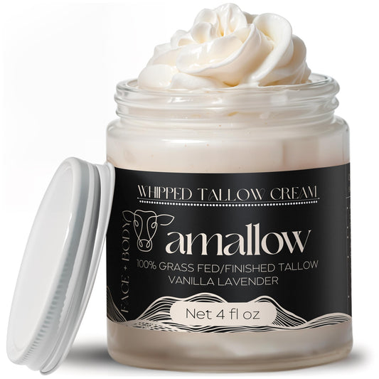 Amallow jar front view showing vanilla lavender label and calming scent benefit
