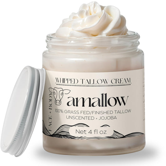 Amallow front jar showing label and 4 fl oz size, highlights natural ingredients