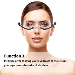 Amariver tool demonstrated on a model's face to map eyebrow guides for cleaner shaping