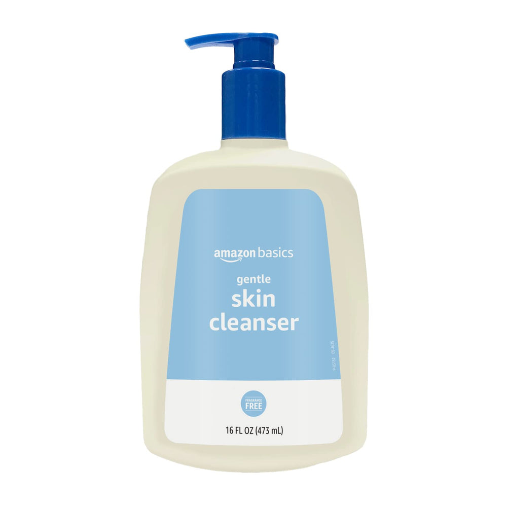 Amazon Basics front label showing unscented gentle cleanser benefits
