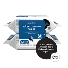 Amazon Basics wipes on bathroom vanity illustrating convenient everyday use