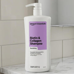 Amazon Essentials shampoo lather texture on hand showing gentle cleansing and foam
