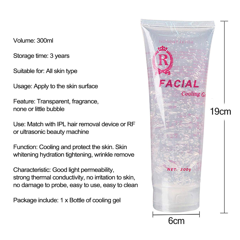 Amelar gel used on face during RF treatment showing even coverage benefit