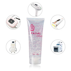Handheld device gliding over skin with Amelar gel showing smoother passes