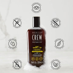 AMERICAN CREW product in use by man in shower delivering quick grooming