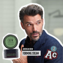 AMERICAN CREW open cap and cream texture illustrating smooth, workable formula