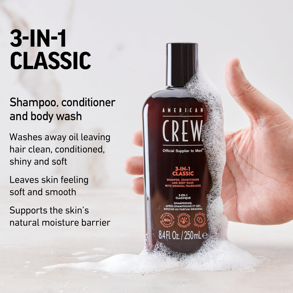 American Crew product pour texture on hand showing smooth lathering benefit