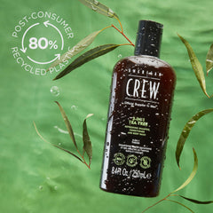 American Crew in-shower lifestyle photo showing streamlined routine and time-saving benefit
