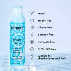 Amika close-up label showing key ingredients and usage benefits clearly