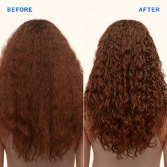 Amika before and after hair showing improved softness and manageability