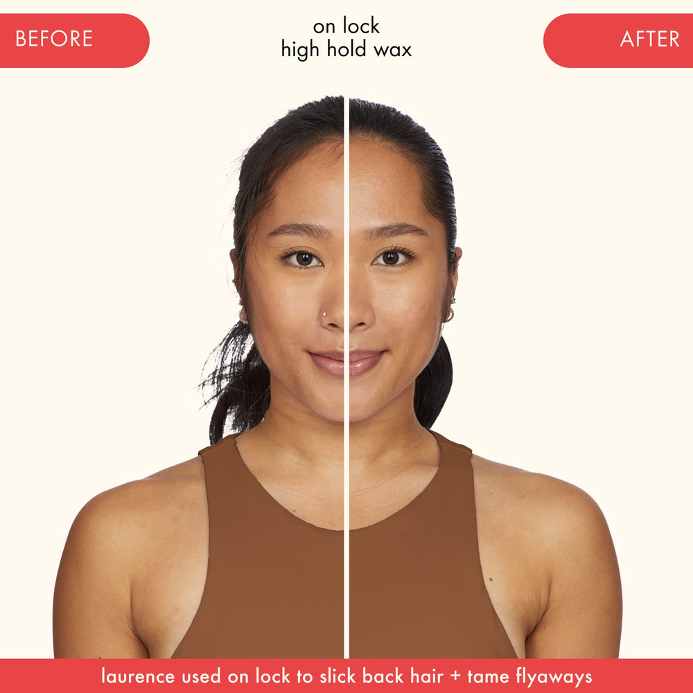 amika on lock before and after short hair demonstrating definition benefit