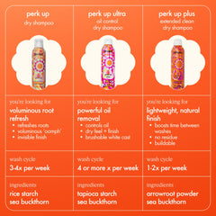 amika Perk Up Plus held in hand for scale showing compact 5.3oz size benefit