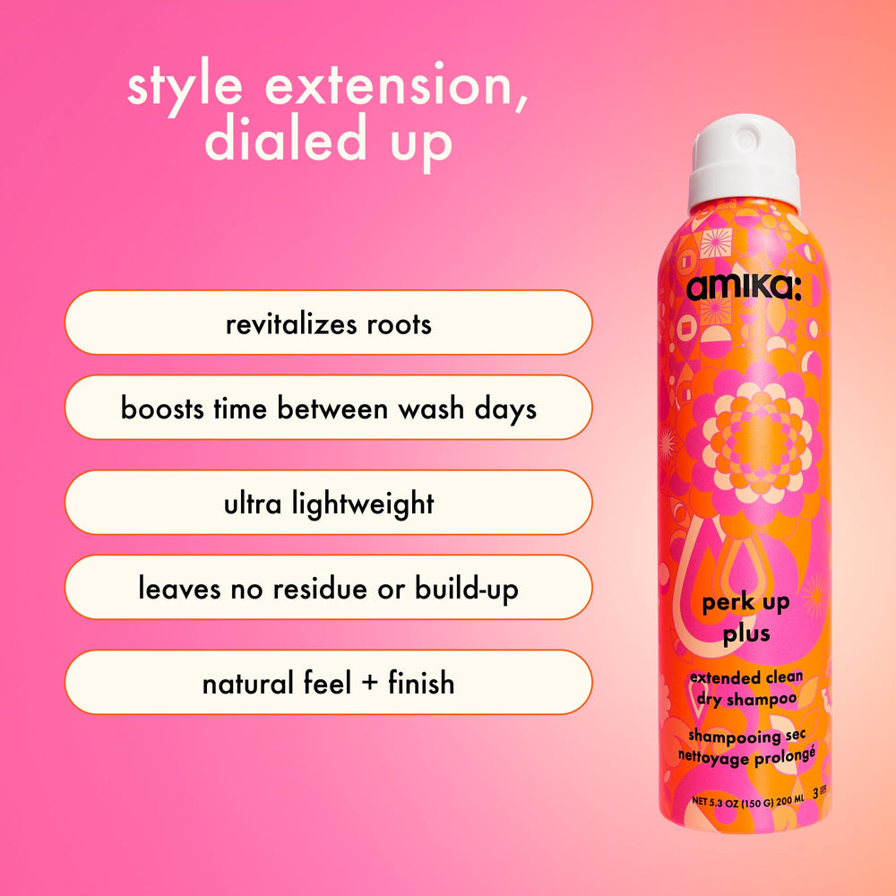 amika Perk Up Plus side label highlighting ingredients list for informed shoppers