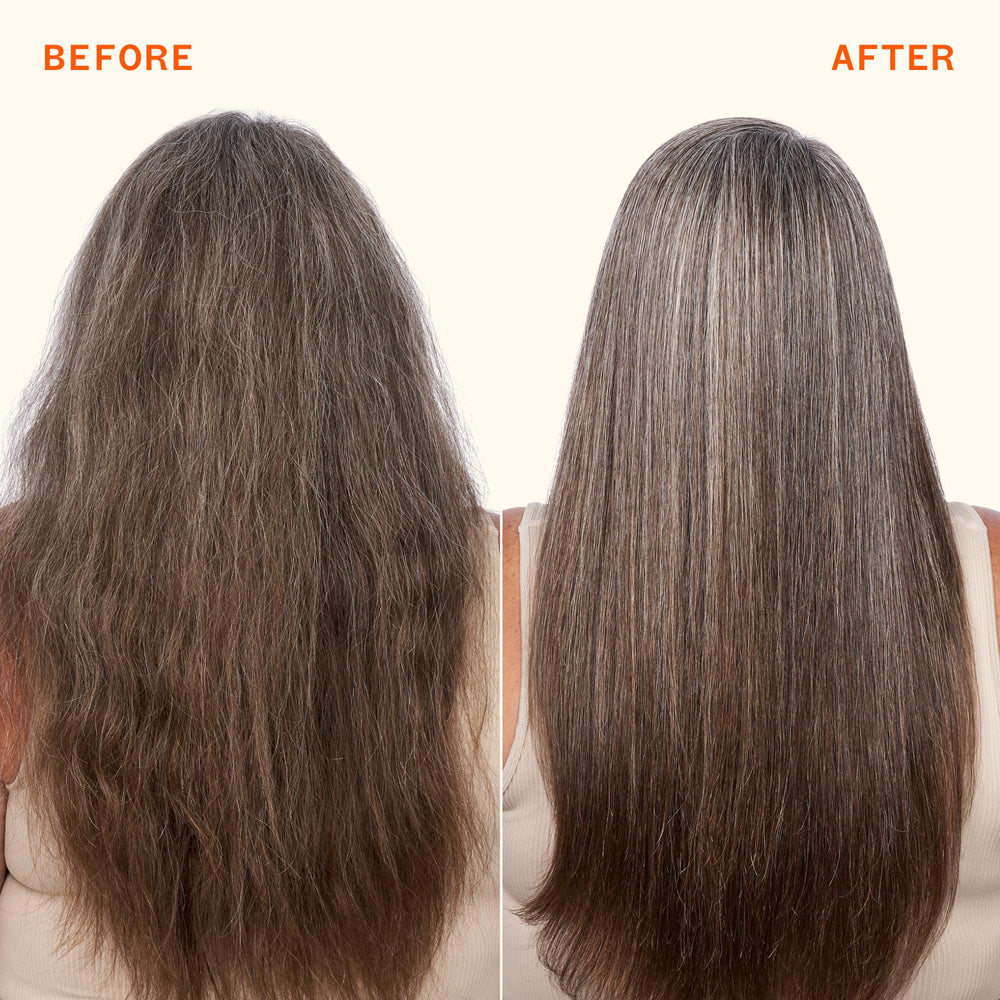 Amika on dry styled hair showing glossy finish and frizz control for polished look