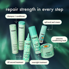 amika the closer before and after split ends comparison, amika branding, improved appearance