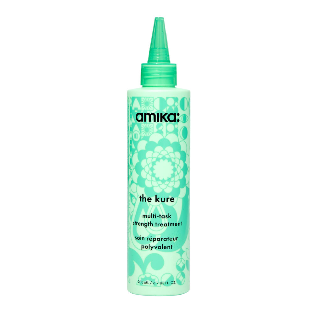 amika front packaging showing bottle and label, highlighting strength benefits