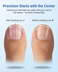 AMilHiTon application steps with glue and press-on action for quick pedicure benefit