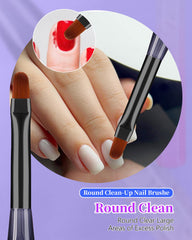 AMilHiTon flat brush refining a French tip to create a crisp straight edge