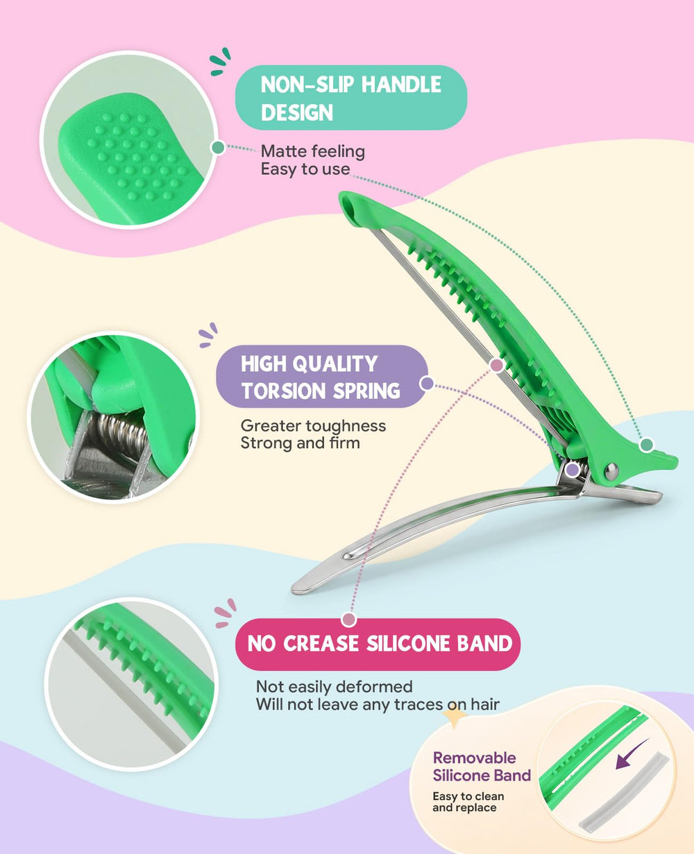 AMIZO clips holding hair during salon sectioning to speed professional styling