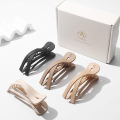 Amlaidu three neutral color clips arranged to show beige, light dark khaki, and black options