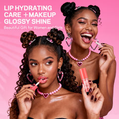 AMOADO peach shade on lips delivering soft tint, smoothness and gloss