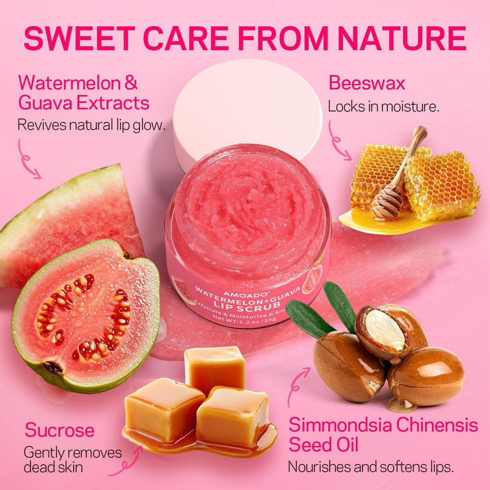 AMOADO open jar showing creamy scrub texture for gentle exfoliation