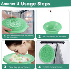 Amoner U close-up of the built-in ice tray showing precise ice placement and easy freezing