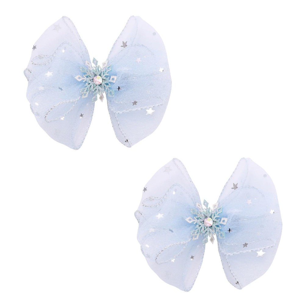 Amybasic front view of sky blue princess bow showing elegant shape and sparkle