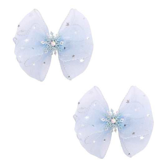 Amybasic front view of sky blue princess bow showing elegant shape and sparkle