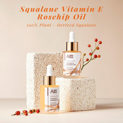 ANAI RUI bottle beside rosehip and olive visuals showing natural ingredients benefit