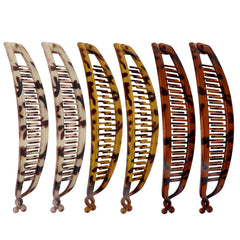 ANBALA front view of tortoise banana clip showing shape and finish for easy styling