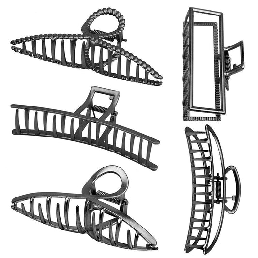 ANBALA front view of black metal clips showing shapes and finish, reliable hold