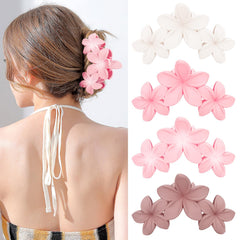 ANBALA front view of four plumeria clips showing colors and packaging for easy selection