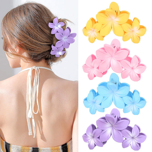 ANBALA front view showing four plumeria clips and colorful appeal