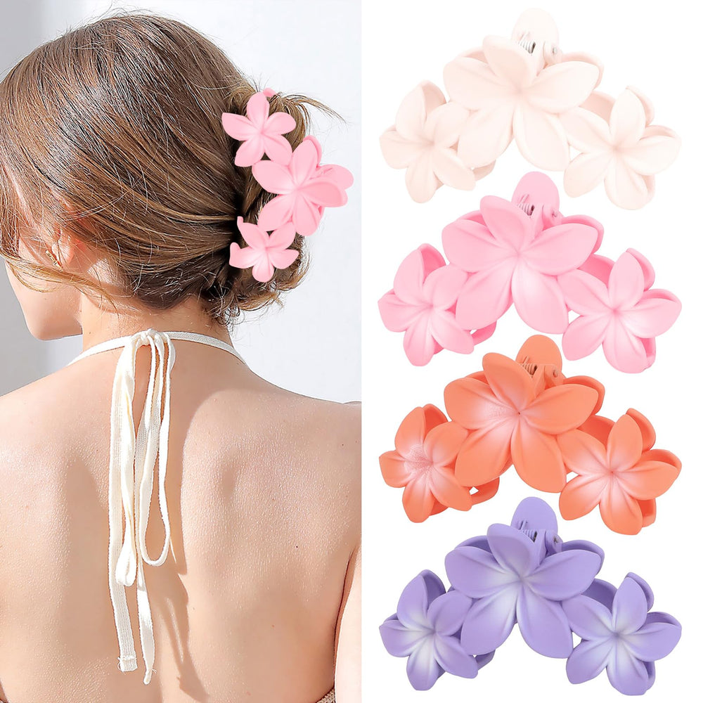 ANBALA front packaging view showing four colorful plumeria clips and secure hold