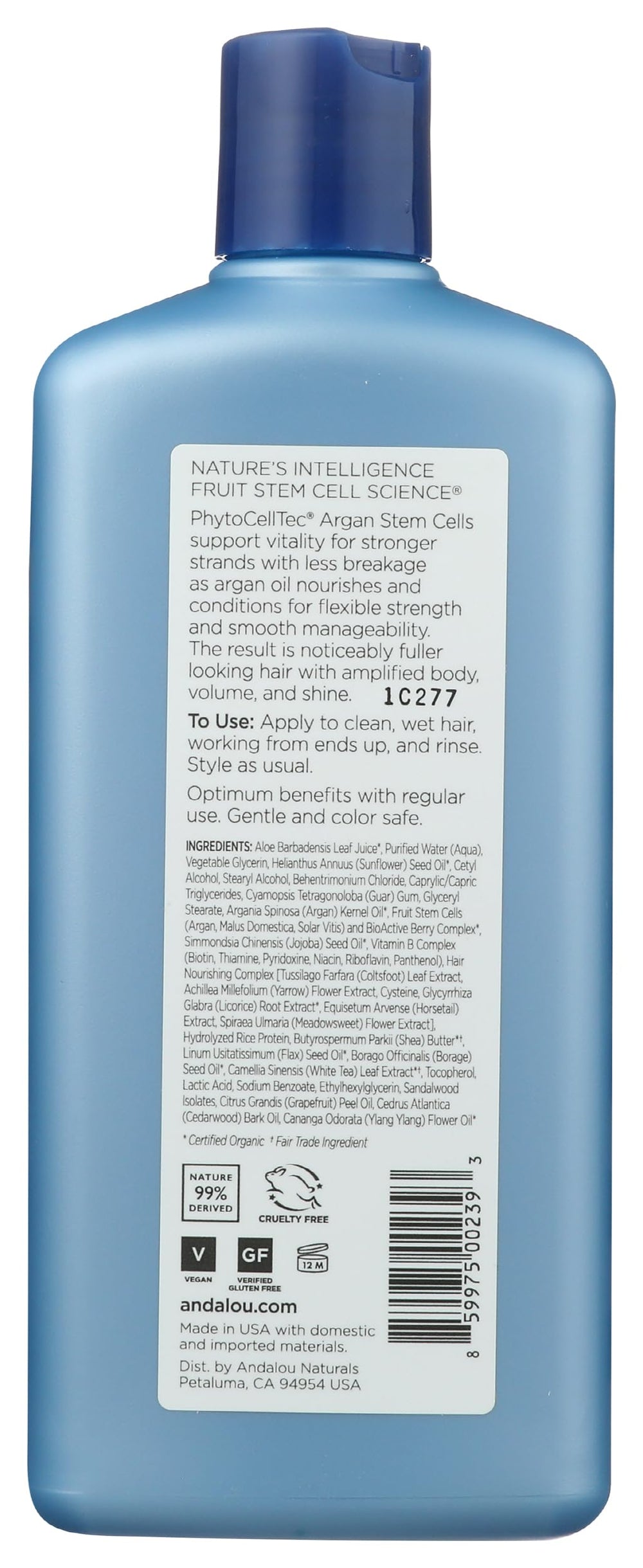 Andalou Naturals conditioner pouring from open cap for easy application