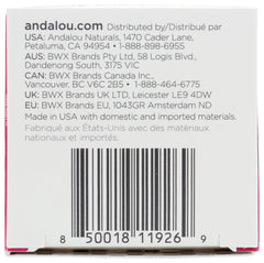 Andalou Naturals jar on bedside table suggesting overnight lip repair routine