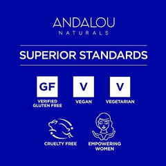 Andalou Naturals packaging label close-up showing key ingredients and clean formulation