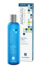 Andalou Naturals bottle front view showing label and size, clarifies skin benefit