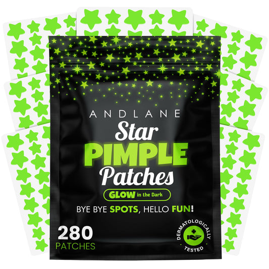 Andlane front packaging showing star-shaped pimple patches and benefits
