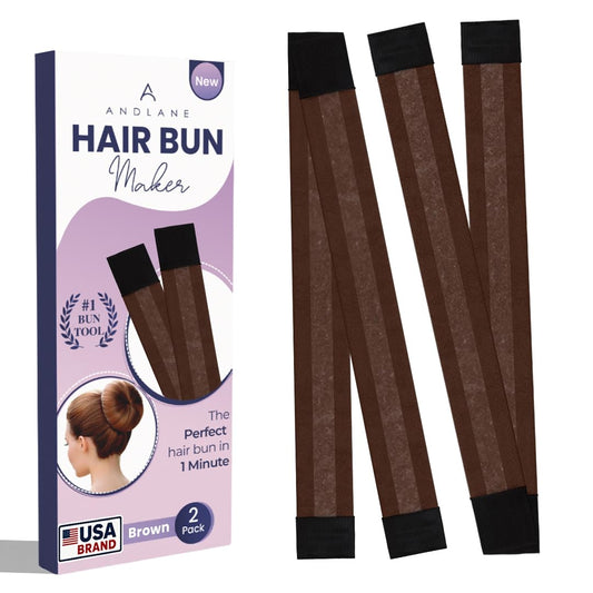 Andlane front view pack of 2 showing brown bun makers and neat styling benefit