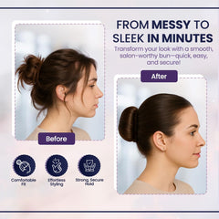 Andlane in use creating a high bun quickly for polished, time-saving styling